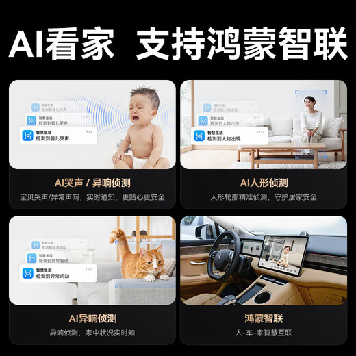 Sea Papageientaucher 8 Millionen Kamera Home Monitor 360 Grad ohne tote Winkel mit Nachtsicht 4K Hochauflösende Panoramabläufe Automatische Rotation Dialog Sprachmutter und Baby Haustier Innenräume Hongmeng Zhixuan