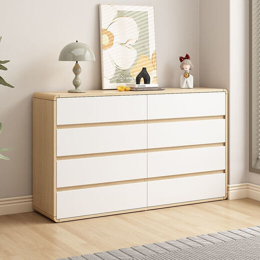 Mingnuoxuan box cabinet home bedroom bed end rounded corner storage cabinet log light luxury living room drawer cabinet [log wood color arc style] go upstairs to install it yourself [Ten Dou] 1585*40*111