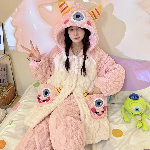 侨茼秋冬款女童睡衣女款冬季加绒加厚珊瑚绒三层夹棉女孩初中生家居服 MQ 6629 女款L(165CM建议体重95-115）