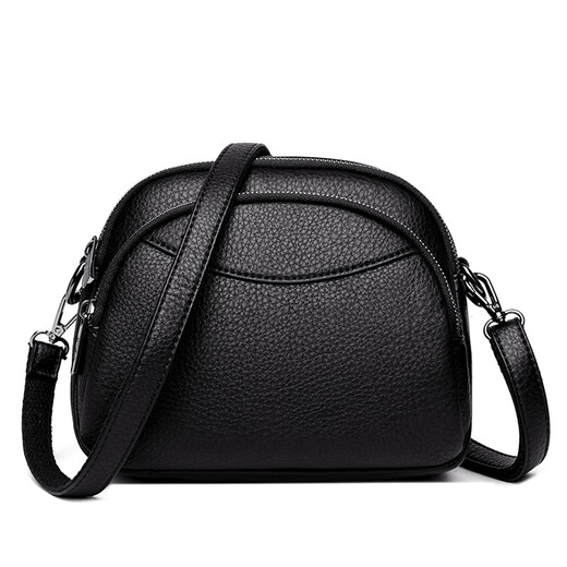 Beijing-Kauf von Frauentasche 2025 Neues modisches weiches Leder One-Shoulder-Shell-Tasche Frauen lässig vielseitige Crossbody-Tasche Handy-Tasche Schwarz schwarz