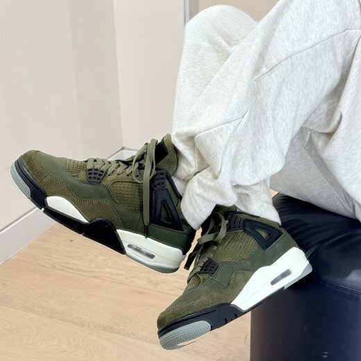 Nike Air Jordan 4 'Olive'AJ4 Military Green Retro Basketball Shoes FB9927-200 FB9928-200 GS 41