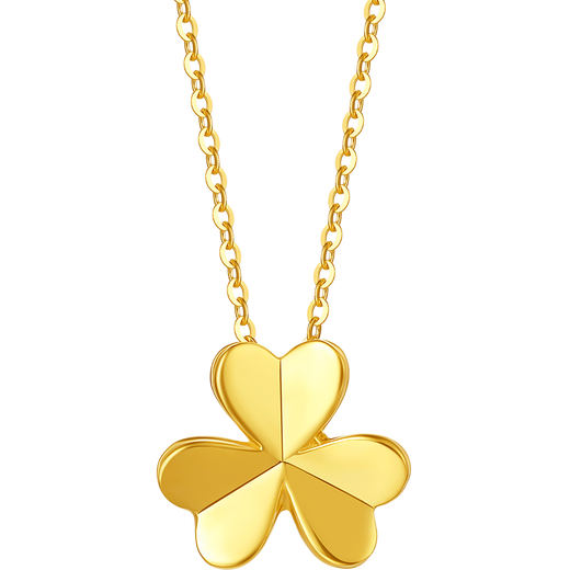 Saturday Blessing Yellow 18K Gold Necklace Women's Lottery Gold Clover Necklace Birthday Gift C0613537 40+5cm