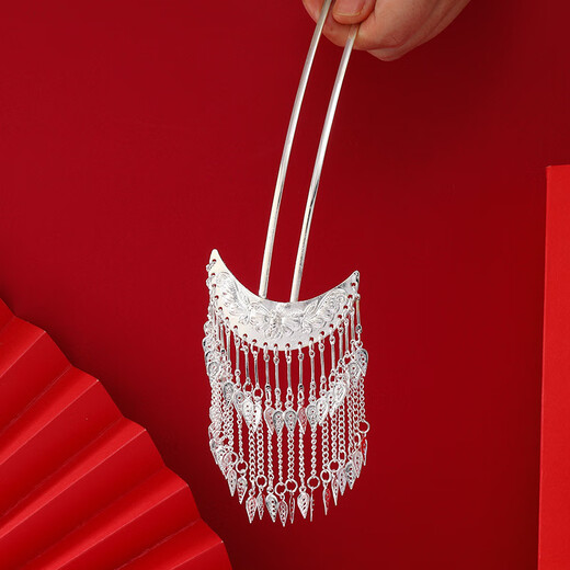 Meng Junchen, Miao and Guizhou minority headwear, Dong and Miao silver hairpins, tassel hairpins, Hanfu hairpins, stage performance accessories 18-Fenglaichao (Miao silver hairpins)