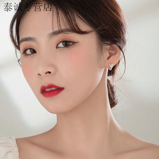 KZD Old Phoenix 999 Pure Silver Bow Earrings for Women, Sweet Earrings, Fashionable Earrings, Earrings for Your Girlfriend, Bow Earrings (Two Prices) Same Style