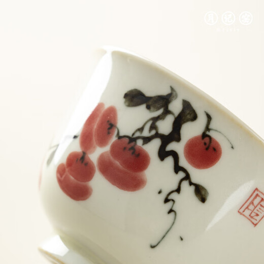 Yueji Kiln, wood-burning, hand-painted, good persimmons, pressed hand master cup, 60ml (7 points)