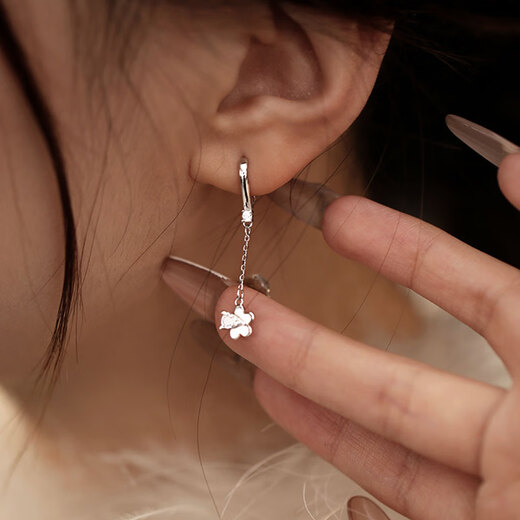 Ruilita Silver Earrings Earrings Women's Flower Tassel Anti-falling Earrings New Fashion Versatile Light Luxurious High-end Earrings A Pair of Flower Tassel Earrings