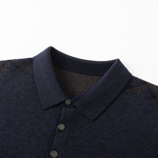 
Hengyuanxiang [100% wool] Long-sleeved T-shirt for men POLO neck sweater cardigan spring dad outfit thickened sweater men fengqing XL /180/96A