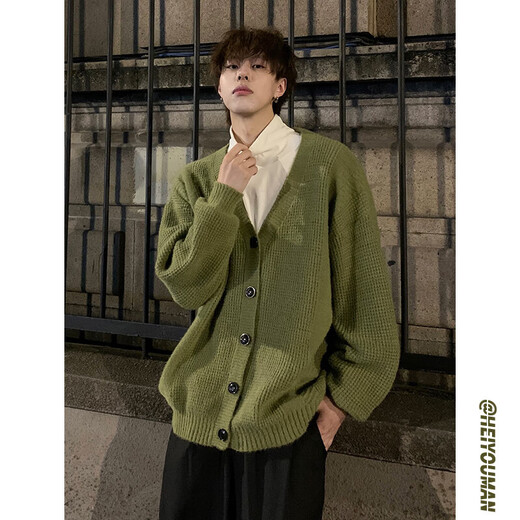 Du Xiaoxian Herbst V-Neck Pullover Herren neuer fauler amerikanischer Retro-Strickjacke Strickjacke Sweater Grau XL [Vorgeschlagen 125-145jin [Jin ist gleich 0,5 kg]]