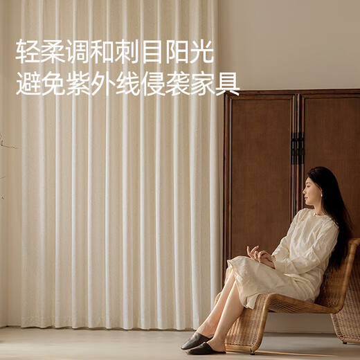Jinchan Curtains Home Blackout Window Screen Living Room Bedroom Thickened Track Hook Half Blackout Gauze Curtain Yunying 180*240