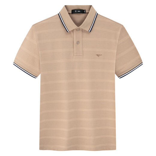 Seven Wolf [Moisture Wound] Short Sleeve T-shirt Men's Summer New Lapel Casual Polo Men's Clothes Top 702 (Dark Apricot) M 165/84A