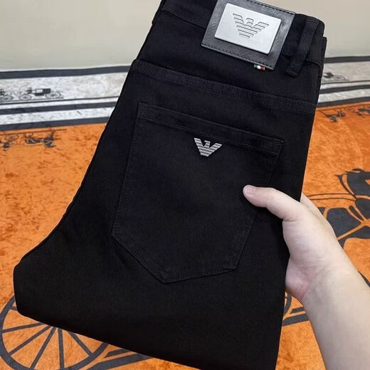 Falamone Armani Jeans Herren High-End-Hosen High-End High-End Slim Black Dehnungsbeine gewaschen 2025 All-Match New DT6624 Black 35 35