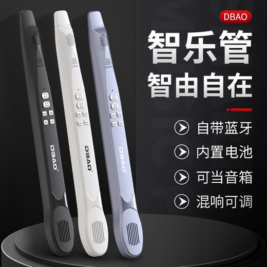 DBAO智乐管自带蓝牙混响智能电子吹管新手学生中老年入门自动笛子 白色+1个吹嘴+赠送充电线