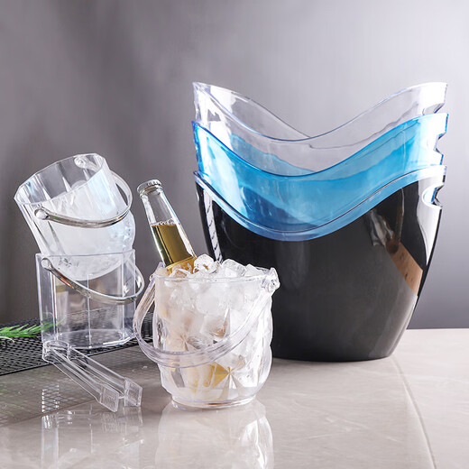 Magic Bean Shenghuo Acrylic Ice Bucket High Value Commercial Champagne Bucket Plastic Home Bar KTV Small Ice Bucket Ice Bucket Thickened Diamond Crystal Ice Bucket 1100mL-Free