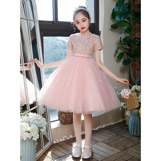 创京懿选礼服公主裙幼儿园毕业演出服女童钢琴花童婚纱主持人蓬蓬纱裙 9922【白色】+【裙撑】 140