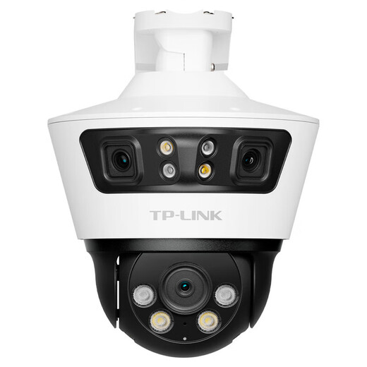 TP-LINK surveillance camera indoor and outdoor three-eye triple lens gun ball household wireless monitor 360 degrees without dead angle with night vision binocular splicing panoramic 180 degrees mobile phone remote [WiFi version] binocular splicing dual-screen IPC679V-A with 128G memory card + power-off battery life version [