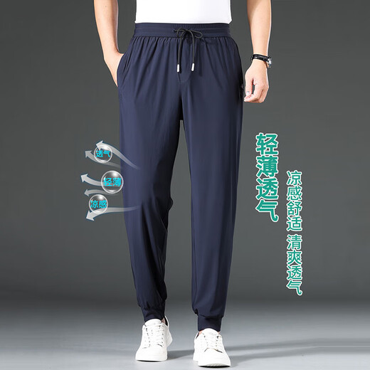 DVW Luxus High-End-Marke Casual Hosen für Männer Sommer dünne Eisseide Atmungsfreie Farbe Lose Plüsch Harem Hosen Royal Blue [ICE Seiden vierseitig Gummiband] 6xl geeignet für 210-230
