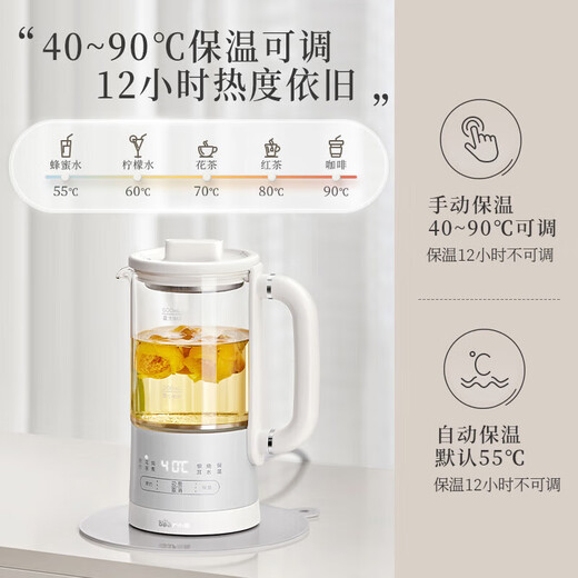 Bear Health Kettle Kettle Tea Maker 316L Stainless Steel Mini Small Capacity Tea Kettle Mini Small Portable Insulated Electric Kettle Gift YSH-E06H1 316L Stainless Steel 0.6L
