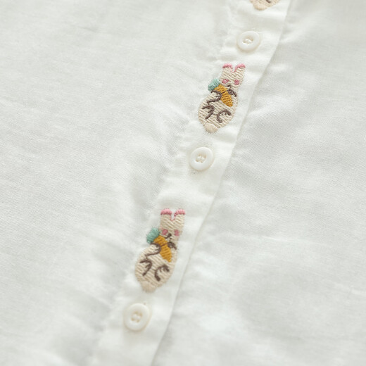 Nuanqiao cotton double-layer cotton gauze white shirt women's long-sleeved spring and autumn loose French embroidery small fresh and sweet cotton shirt white M (115-130Jin Jin equals 0.5 kg)