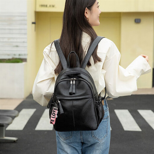 NaiBaiQi Practical birthday gift women's bag women's backpack new simple large capacity anti-theft travel backpack 8009 black gift box + rose + bear