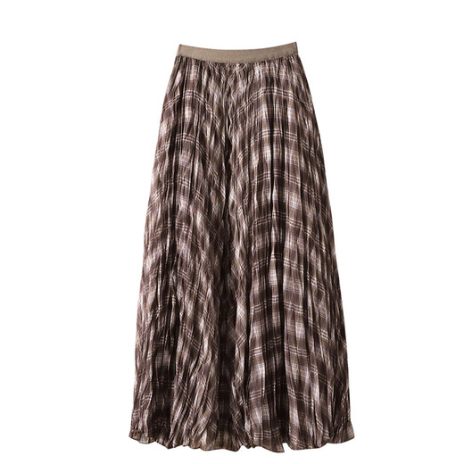 Light luxury British plaid skirt for women 2025 autumn new a-line skirt high-end pleated skirt mid-length skirt blue one size fits all recommended 80-155 Jin Jin equals 0.5 kg