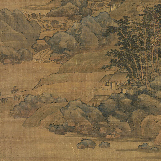
The ancient green landscape painting scrolls of the Yuan Dynasty, the famous paintings of the Yongjiang Mountains of Yong, the ancient paintings of the King of Mengxi Mountains of Yuan Dynasty, the picture of Gao Yi 12212 50X84 cm (spraying painting heart size)