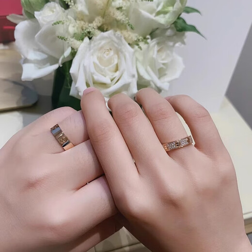DL 1998 Fat Donglai same style 18K gold nail ring high version love baby's breath couple ring narrow version for men and women 18K narrow version ring rose gold without diamonds US size 9 (gold store size 18-19)