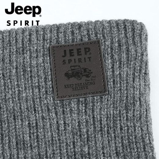 Jeep (JEEP) hat men's neck scarf plus velvet warm knitted scarf autumn and winter cold protection neck pullover scarf A0636