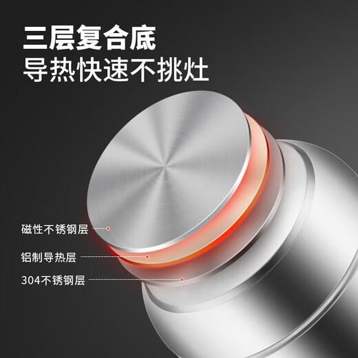 Maxcook steamer 304 stainless steel 30cm two-layer steamer thickened multi-bottom soup pot gas induction cooker universal MCZ781