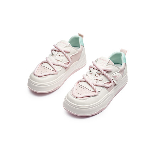 Red Dragonfly Casual Board Shoes Spring Vibrant Contrasting Color Campus Style Casual Women's Shoes Thick Sole Versatile Board Shoes WTB14082 Rice Pink 35