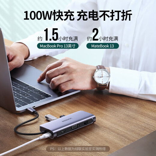 绿联（UGREEN） type-c拓展坞 雷电4 Type-c扩展坞 转DP双HDMI拓展坞USB3.2分线器网卡转接头笔记本拓展坞 5合一DP+PD+USB*3	15905