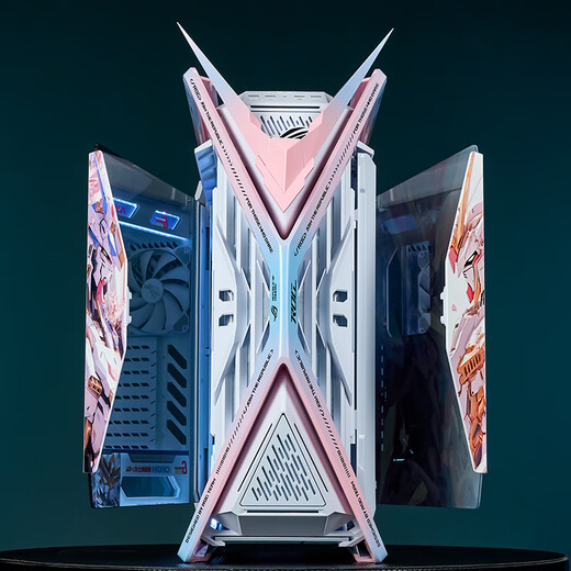 ASUS ROG GR701 God of Creation Châssis blanc Série Fubuki EVA personnalisé Impression UV changement de couleur thème tour complète châssis personnalisé Cuir suédé personnalisé ARGB ensemble complet de panneaux lumineux Symphony Gundam châssis blanc + angle de combat + panneau de lumière UV Personnalisation de la solution existante