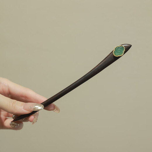 LANSILL simple new Chinese style black sandalwood hairpin for women ancient style high-end daily hairpin women's cheongsam birthday gift B8Y306 sandalwood green Ruyi hairpin exquisite gift box