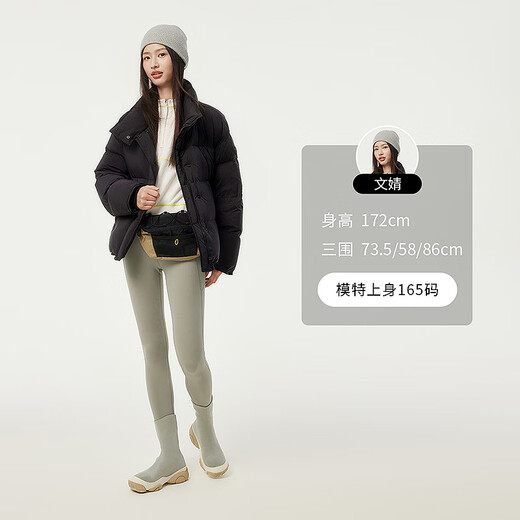 坦博尔【爆款推荐】美拉德羽绒服女短款立领显瘦小个子面包服TBF530328T 黑色 M (165)