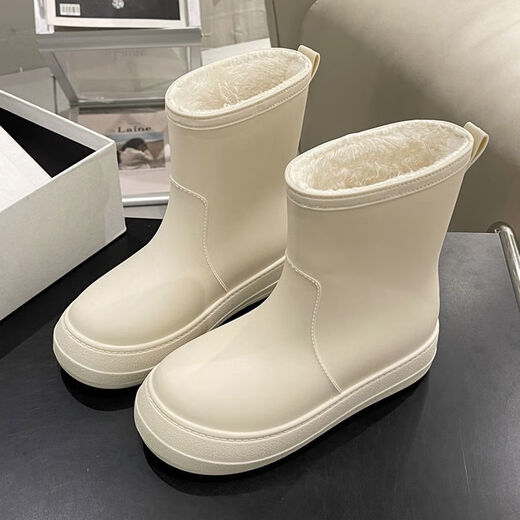 Zhiyunyan winter warmth and women's rain boots fashionable rain boots for women with outer wear plush waterproof shoes anti-ski boots for women Main picture model 36 size 37