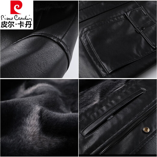 皮尔卡丹（pierre cardin）中老年真皮皮衣男加绒加厚大码男士中长款派克服大衣男绵羊皮外套 黑色【狐狸真毛领】 XL 180【140-160斤穿】