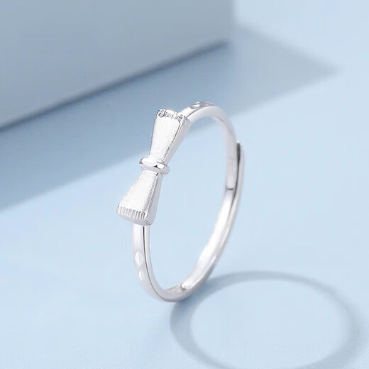 Bovia's new platinum bow ring for women PT950 plain ring adjustable platinum wedding ring for girlfriend platinum open ring 1.8-2.0g