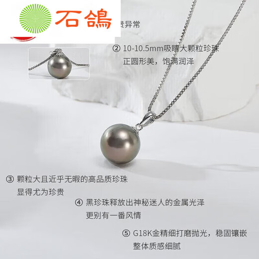 Stone Pigeon Stardust G gold seawater pearl pendant black pearl pendant chain 8.5-9mm