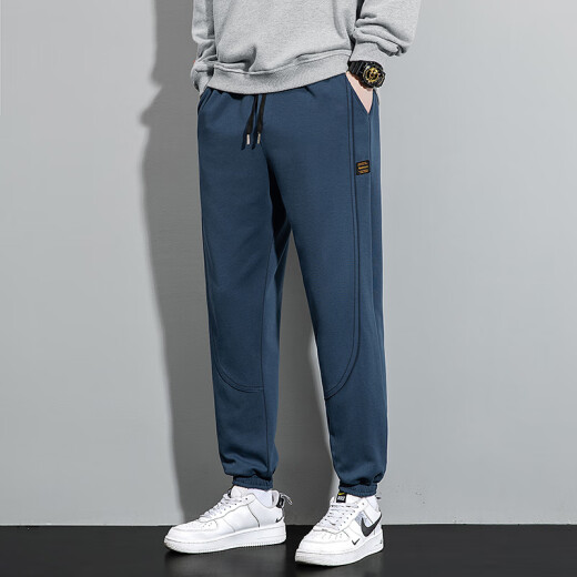 
Maine Sheng 100% pure cotton casual pants for men in spring and autumn loose breathable sports pants solid color versatile youth tying pants SD-6636 black XL (125-140Jin [Jin equals 0.5 kg])