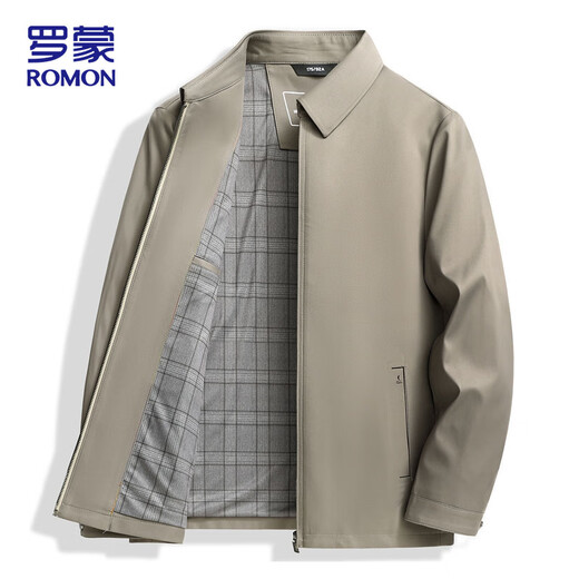 ROMON executive jacket men's autumn and winter business casual lapel jacket trendy tops men's khaki XL