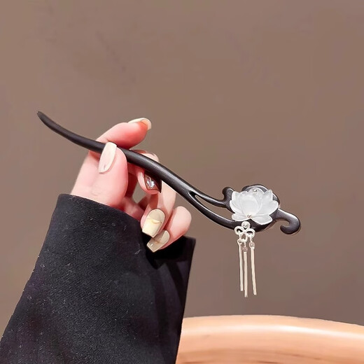 Bo Na Ling lotus wood hairpin for women, ancient style, Chinese style, tassel hairpin, hairpin, Hanfu headdress, birthday gift, lotus hairpin, boutique gift box, one