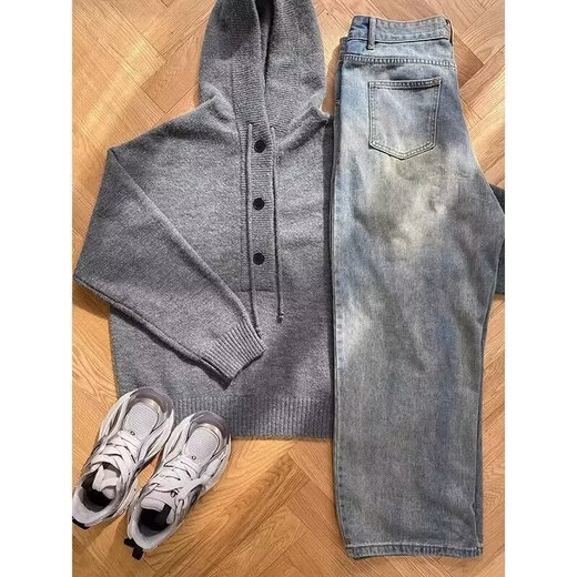 Pull à capuche décontracté américain pour hommes et femmes, style rétro paresseux, ample, pour couple, aiguille, noir XL, nouvelle collection automne et hiver