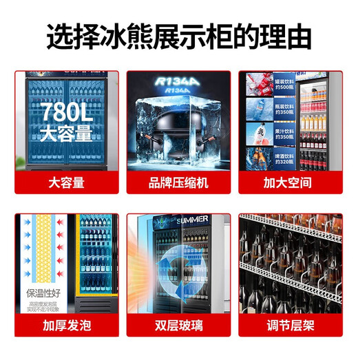 Bingxiong Displayschrank gekühltes Frischlagerschrank kommerzielle Gefrierschrankwein Direkter kaltes vertikaler Supermarkt Convenience Store Bar Biergetränkschrank Displanschrank 338 Eingangstür Displayschrank/Energieeinsparung und niedriger Verbrauch 540*530*1695
