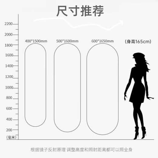 小匠材宿舍镜子全身镜贴墙自粘壁挂式家用卧室穿衣镜免打孔试衣镜40*150