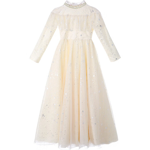 G.duck girls high-end light luxury niche dress autumn and winter children host piano playing birthday flower girl wedding dress princess dress 5935 champagne follow with crown 140 cm