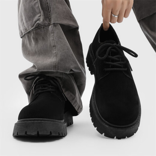 
GUQIAN Martin Boots Men's 2025 New Derby Shoes Spring Low Top Retro Workwear Shoes Thick Sole Heightening Fur Shoes Men's Trendy Camel Color 42 (260mm)