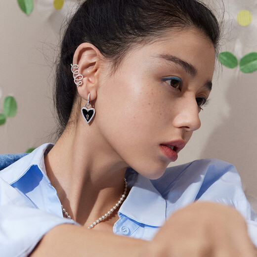 Jinzhu HEFANG He Fang Magic Adventure Earrings Trendy Personality Face-Slimming Earrings Love Earrings Birthday Gift Black