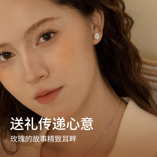 Abyb charming Zhao Lusi same style rose earrings gift box set light luxury zircon earrings exquisite jewelry gift for girlfriend rose earrings gift box