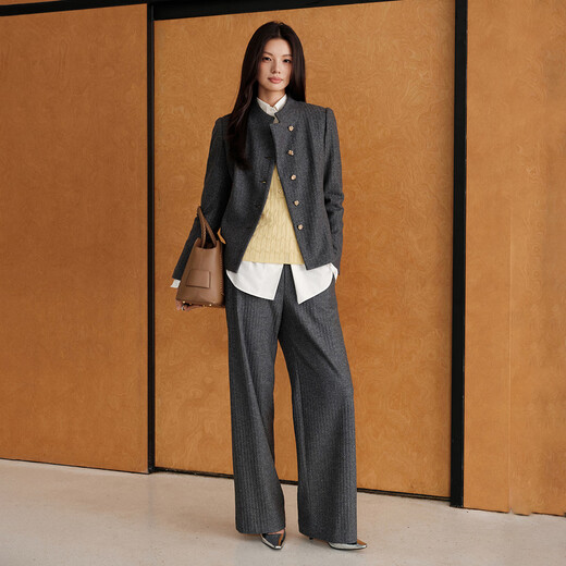 EP Yaying Blue Label Series丨 National Style Stand Collar Mulberry Silk Long Sleeve White Shirt 2025 Autumn and Winter New Style 2218A White S