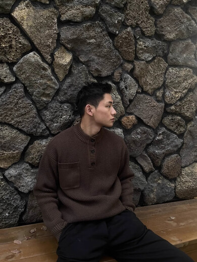 Semir Henry Neck Round Neck Old Money Style Sweater Men's Solid Color Long Sleeve Sweater American Retro Casual Premium Sweater Fashion Black G60 M