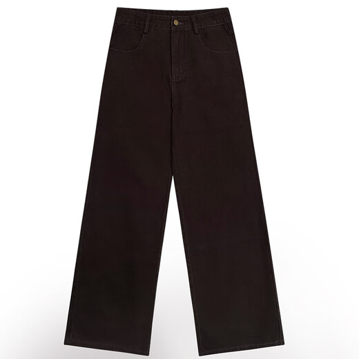 Hellooo Eat Brown Pure Cotton Straight Jeans 2024 Осень Новая средняя талия Тень.